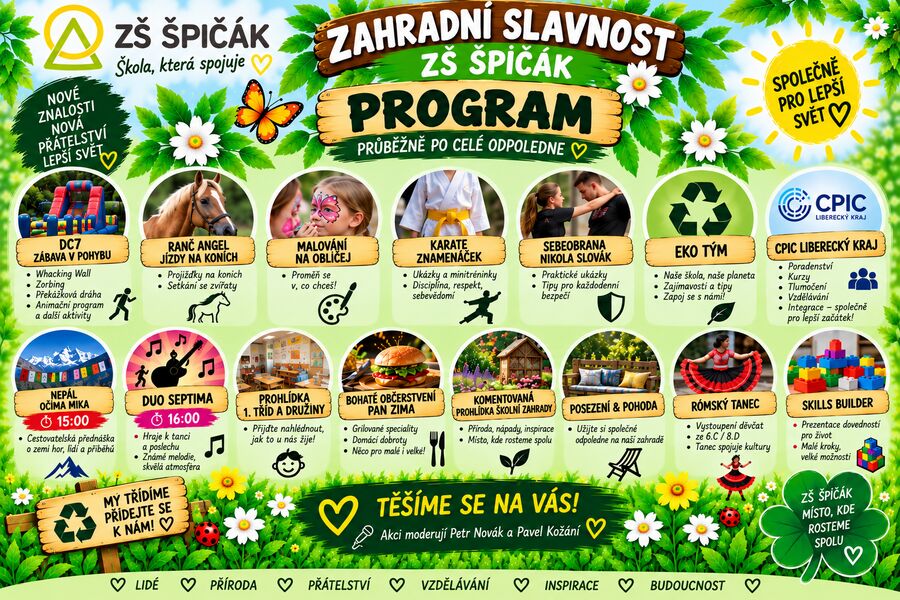 Zahradní slavnost ZŠ Špičák je zpět! Přijďte s námi přivítat nový školní rok